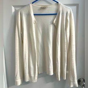 LOFT Cream Cardigan with Polka Dots, Women’s Size M